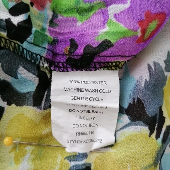 NY Collections Womens Multicolor Flared Sleeve Ruffle Floral Blouse Top Size L - Picture 6 of 6